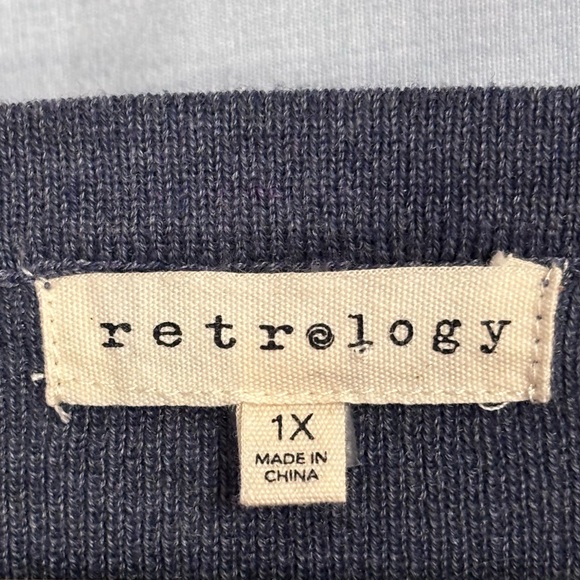 Retrology Dark Cornflower Blue, Asymmetrical Hem with Front-Tie Sweater in 1X - Picture 4 of 14